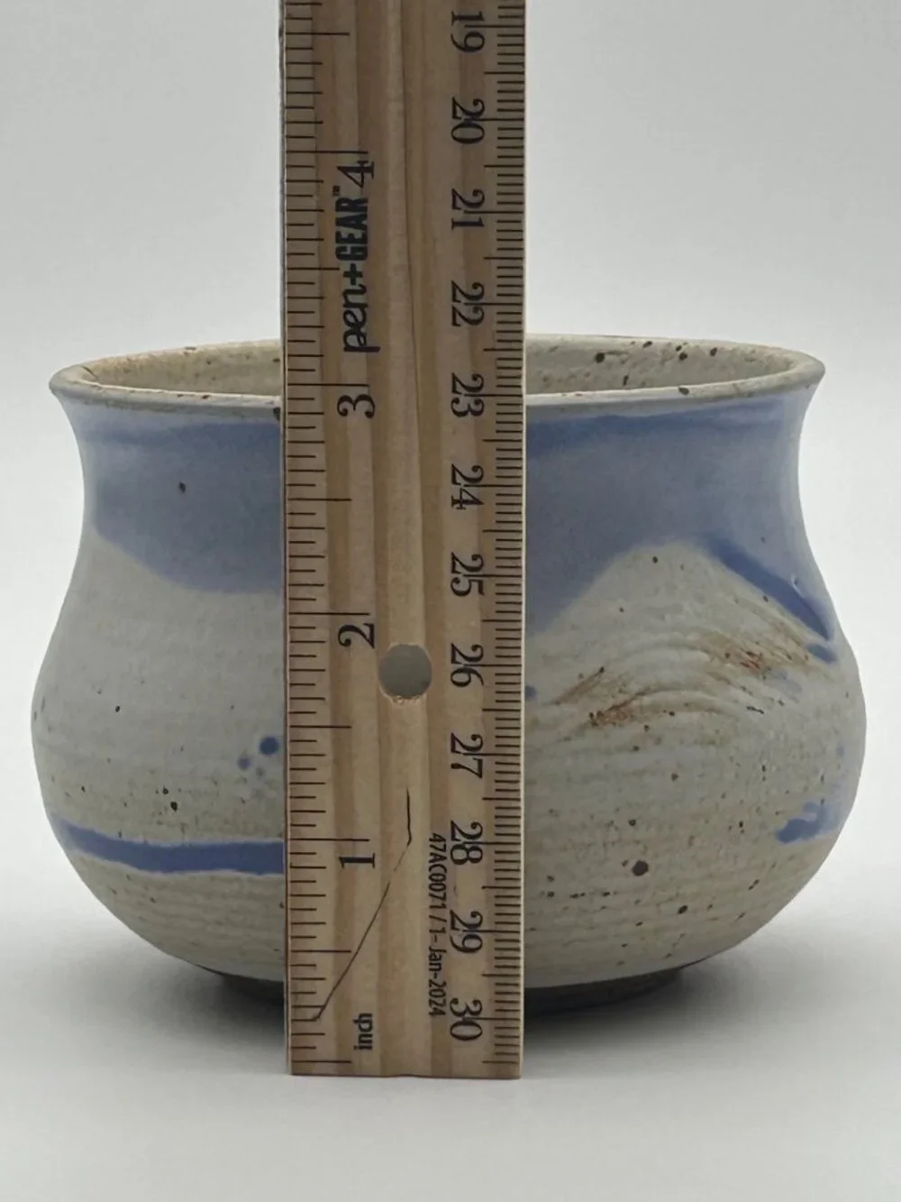 Studio Pottery Blue & White Speckled Bowl Trinket Jewelry Dish Planter Signed